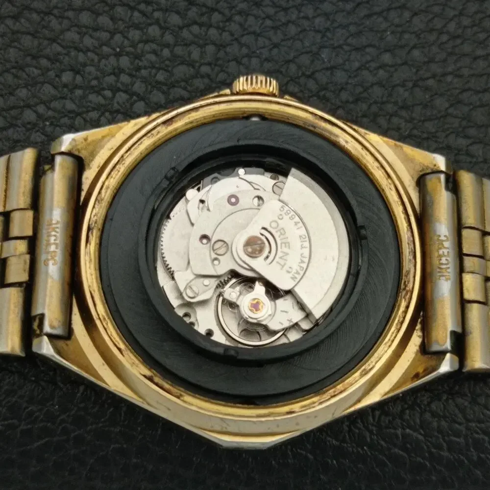 Vintage 1976 Orient Automatic Mens Gold Watch W/daydate & Diamond accents